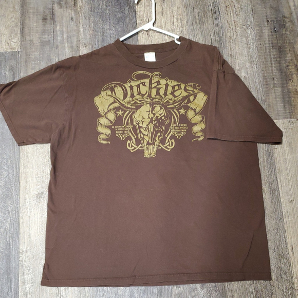 Vintage size XL Dickies Y2k Cow Skull Shirt Brown - Picture 1 of 8